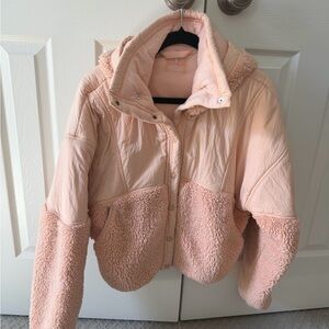 FP Movement by Free People Blush Pink Sherpa Mixed-Media Jacket
